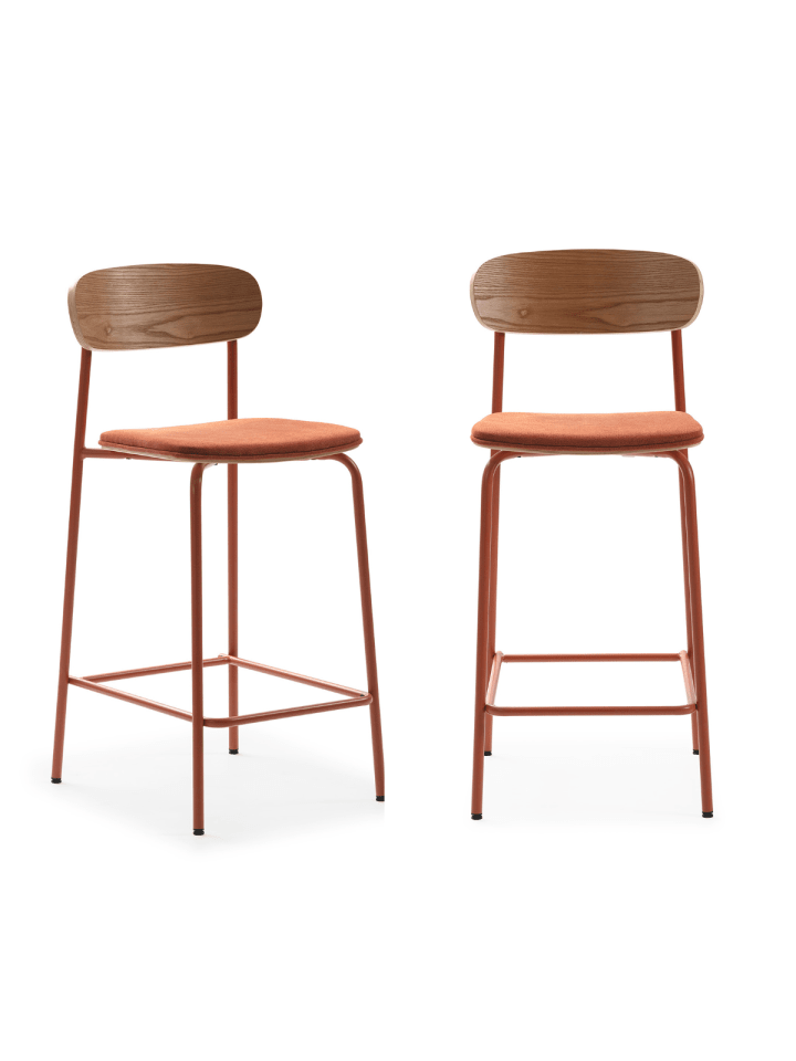 2er-Set Barkrukken ADRIANA in Orange - (W)42 x (H)66 x (L)48 cm