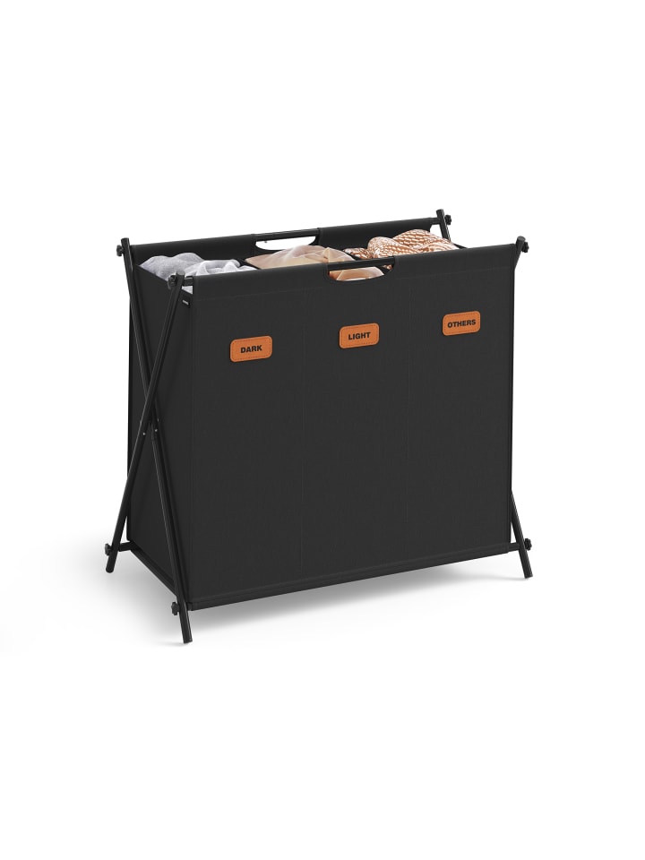 Wäschekorb Stevie in Schwarz - (B)40 x (H)66 x (T)70 cm