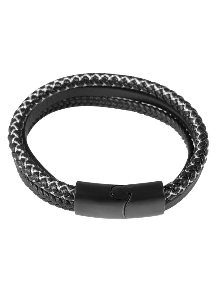 Herren Armband – Lederarmband aus Leder 21 cm in schwarz