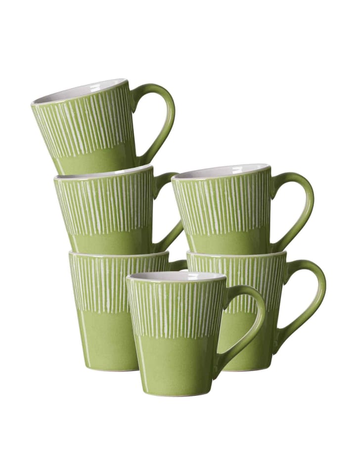 6er Set Henkelbecher Banda in Grün 315 ml