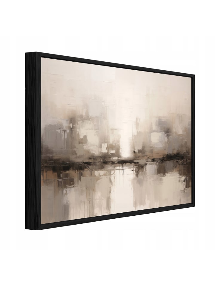 Leinwand Bilder mit Rahmen Abstrakt in Beige Wandbild Wanddeko