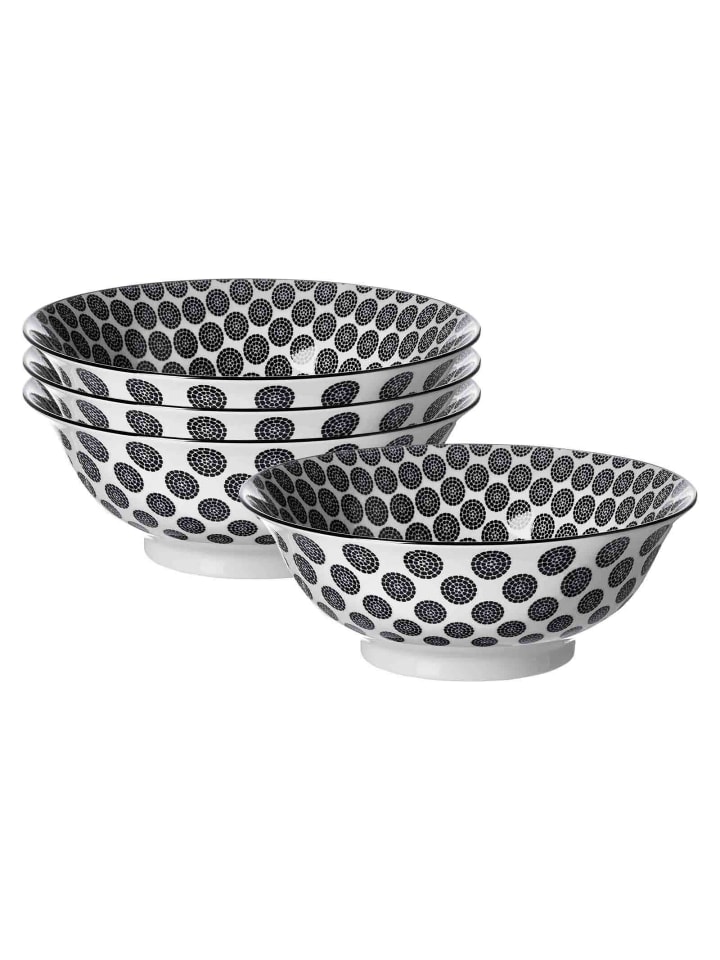 4er Set Servierschalen Takeo Circles in Schwarz-Weiß ø 21 cm