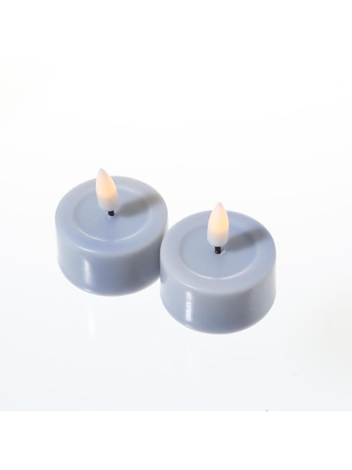 2x LED Teelichter Mia flackernd mit Batterien D: 4,1cm in hellblau