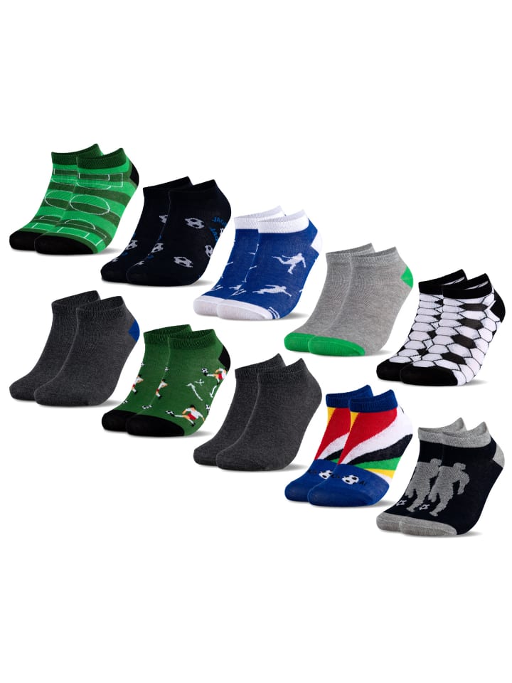 10er Pack Sneaker Socken Motive in Fussball