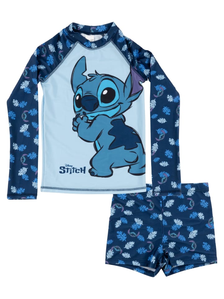 Lilo & Stitch Schwimmset UV-Schutz 30 Badeanzug langarm Shirt Hose in blau