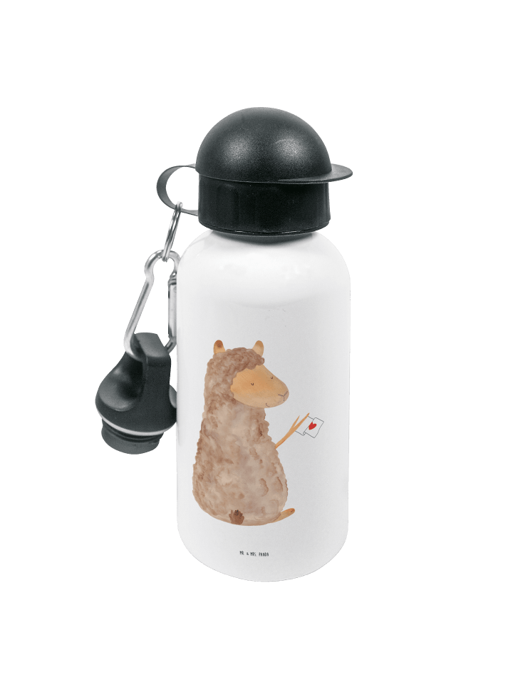 Trinkflasche Alpaka Fahne ohne Spruch in Weiß