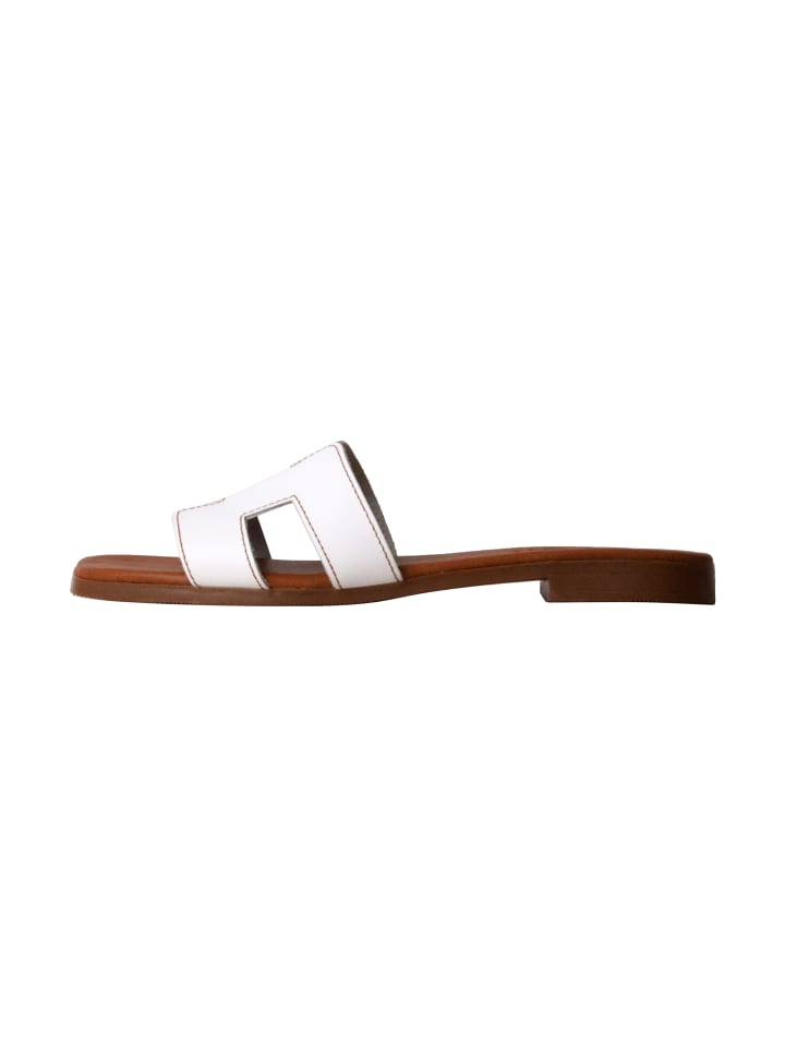 Flache Ledersandalen Weiß