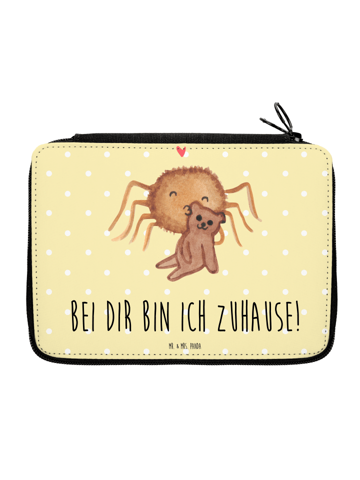 Federmappe Spinne Agathe Teddy mit Spruch in Gelb Pastell