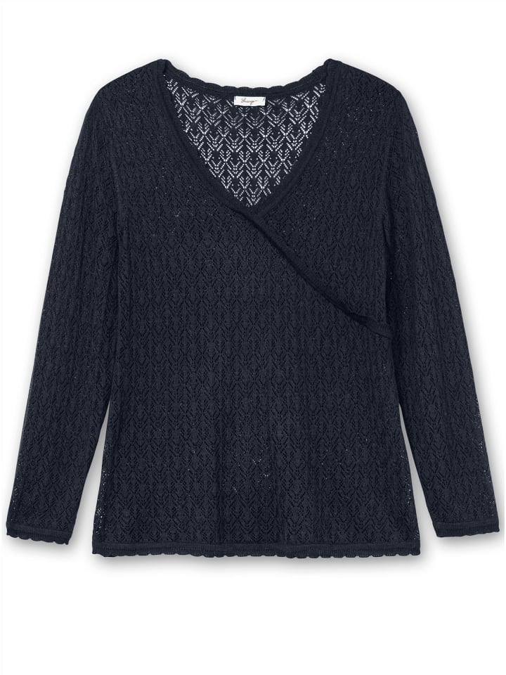 V-Ausschnitt-Pullover in tiefblau