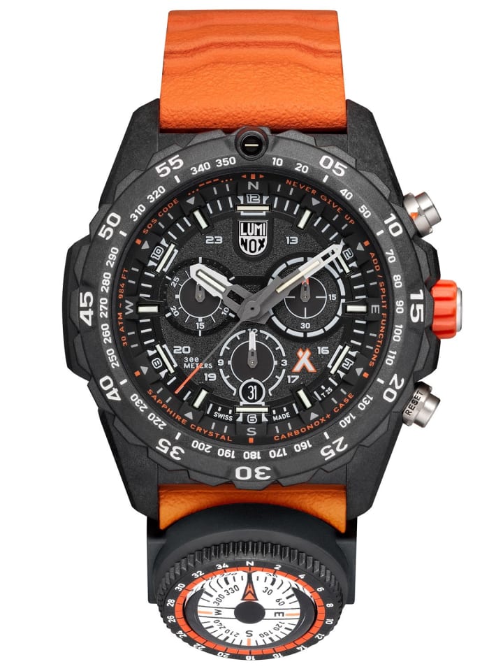 Chronograph Herrenuhr mit Kompass Bear Grylls Survival Anthrazit / Orange / Sch