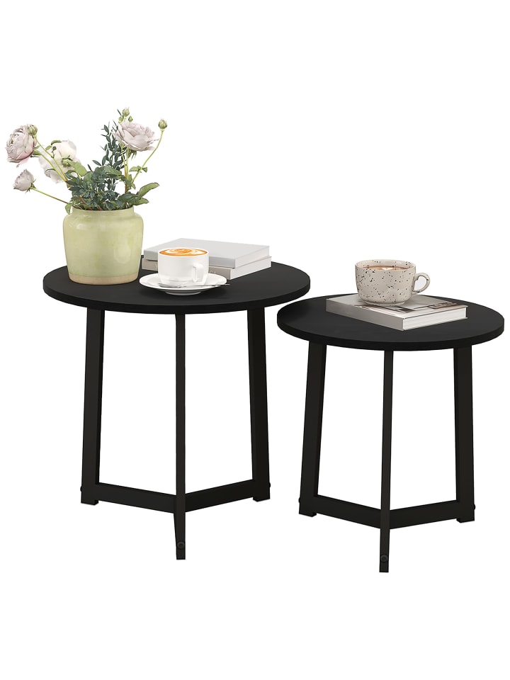 Couchtisch Set in Schwarz 48L x 48B x 45H cm