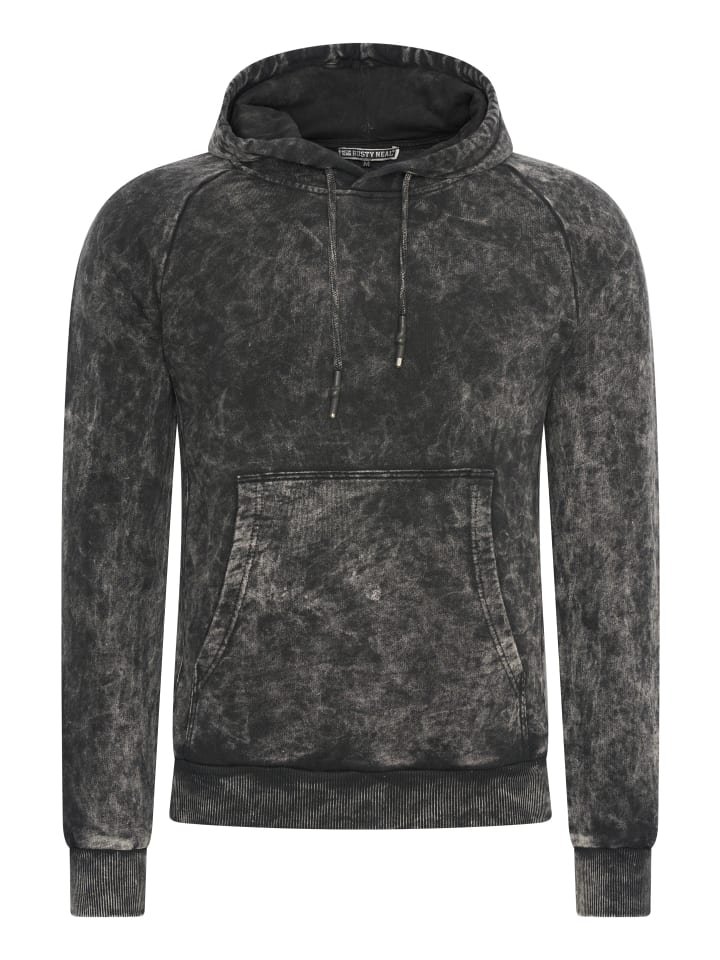 Verwaschener Kapuzenpullover Regular Fit in Schwarz