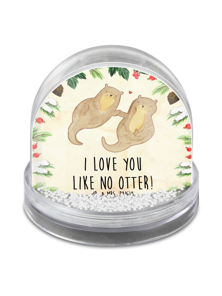 glitzerkugel Otter Hände halten mit Spruch in Naturpapier