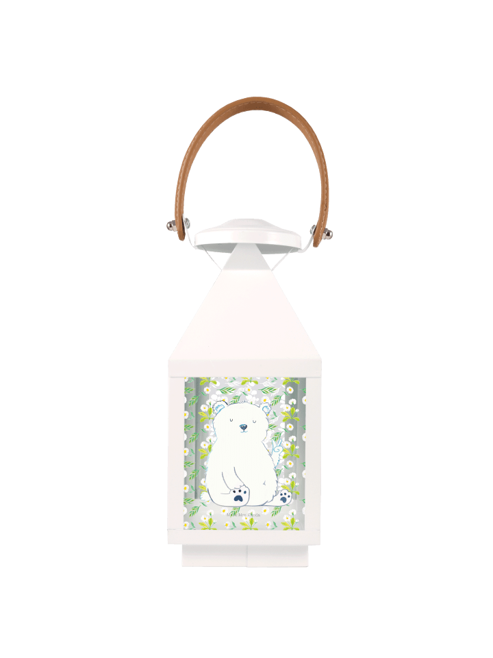 Windlicht Laterne Eisbär Faul ohne Spruch in Transparent
