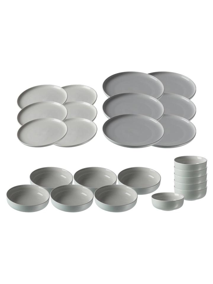 24er Set Teller und Schalenset Jasper in Mint