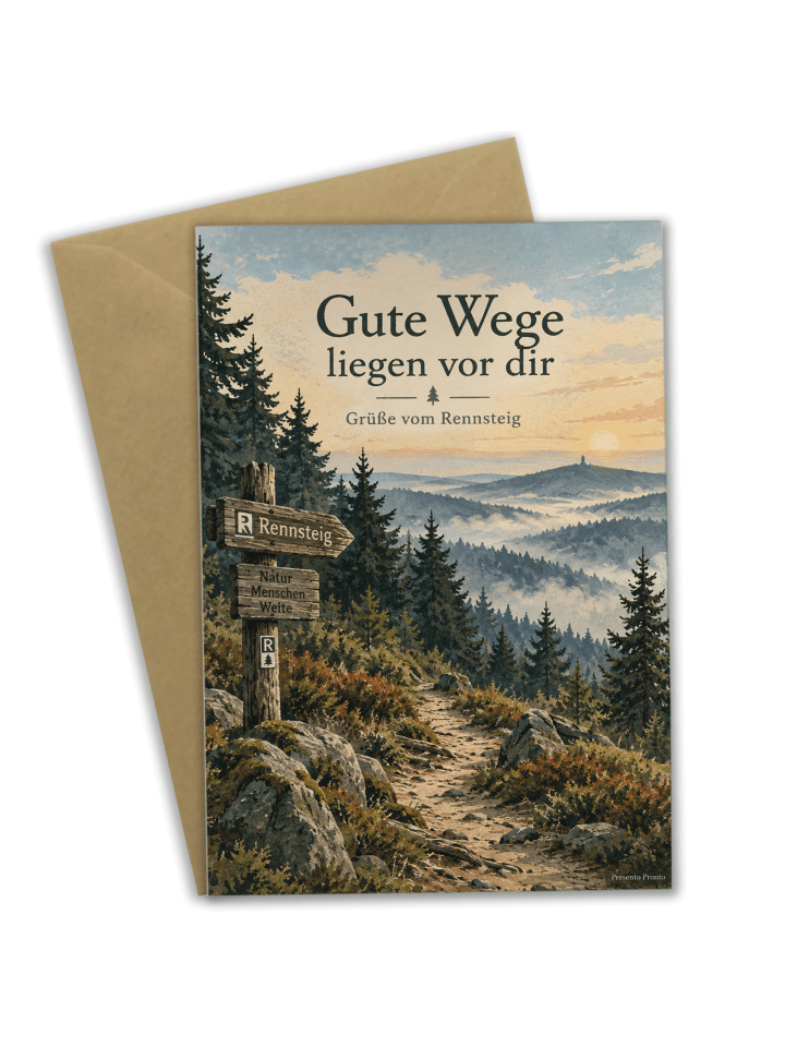 Grußkarte Wanderweg poetisch Design mit Spruch in Weiß