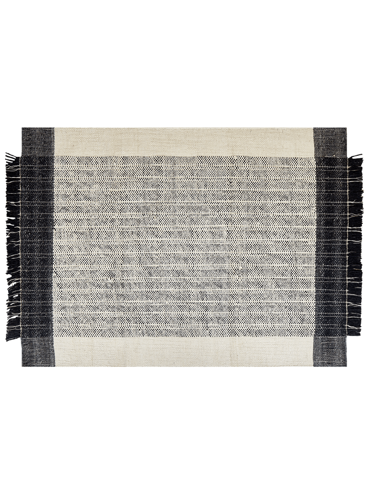 Geflochtener Teppich KETENLI in Weiß/Schwarz - (W) 160 x (H) 1.5 x (L) 230 cm