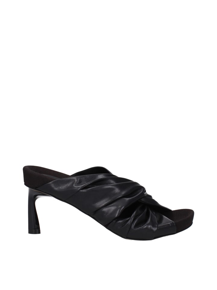 Schwarz Leder Stiletto Absatz Sandalen
