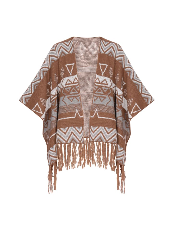 Women Poncho in Kamel Mehrfarbig