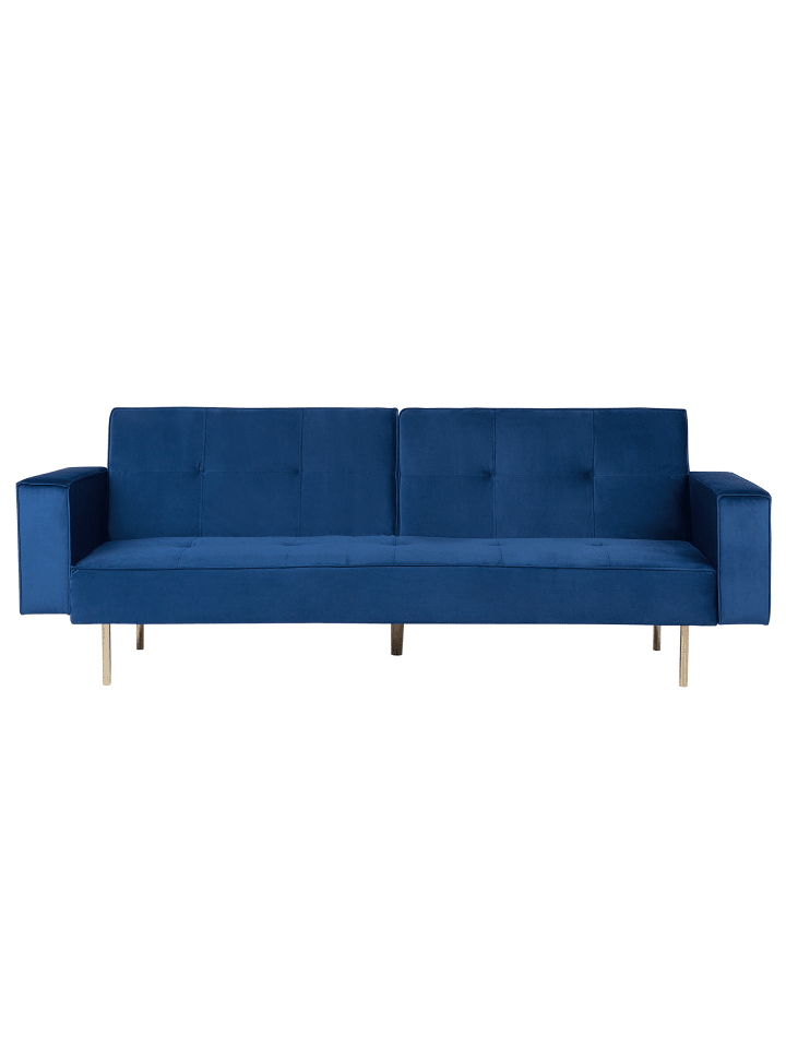 3-Sitzer Sofa VISNES in Blau/Gold - (W) 218 x (H) 80 x (L) 81 cm