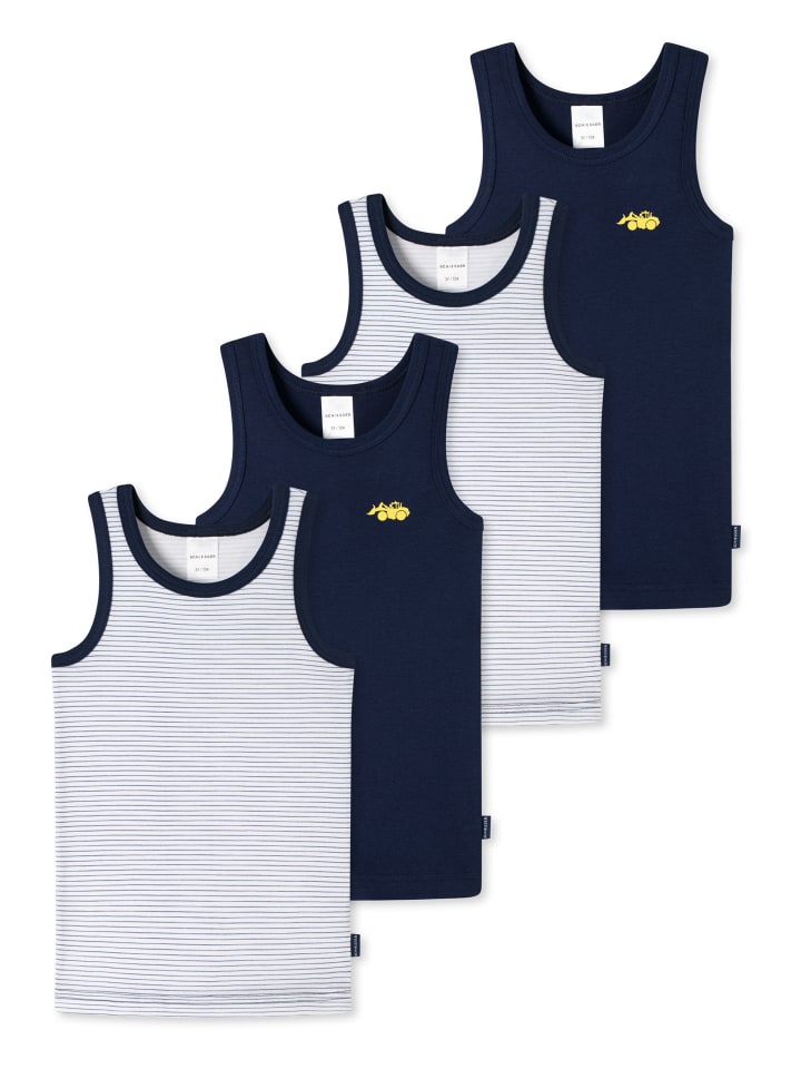 Unterhemd / Tanktop Kids Boys Feinripp Cotton in Blau / Weiß gestreift
