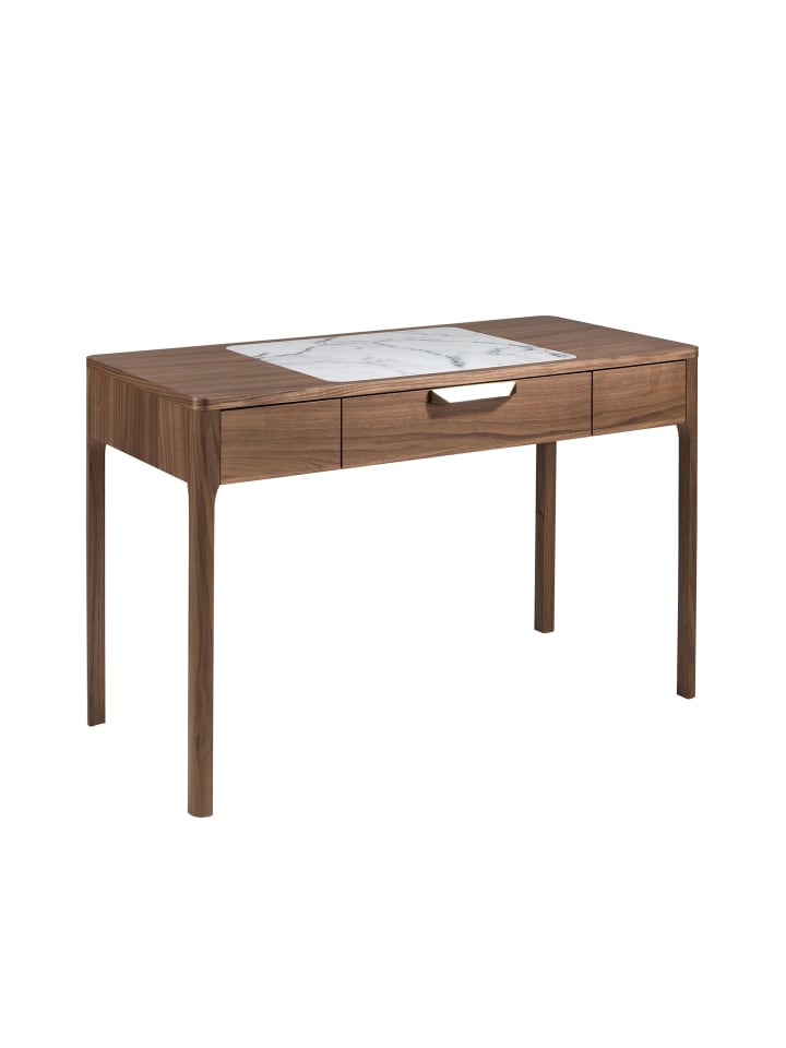 Frisiertisch 7043 in Weiß / Grau / Walnuss – (B)120 x (H)76 x (T)55 cm