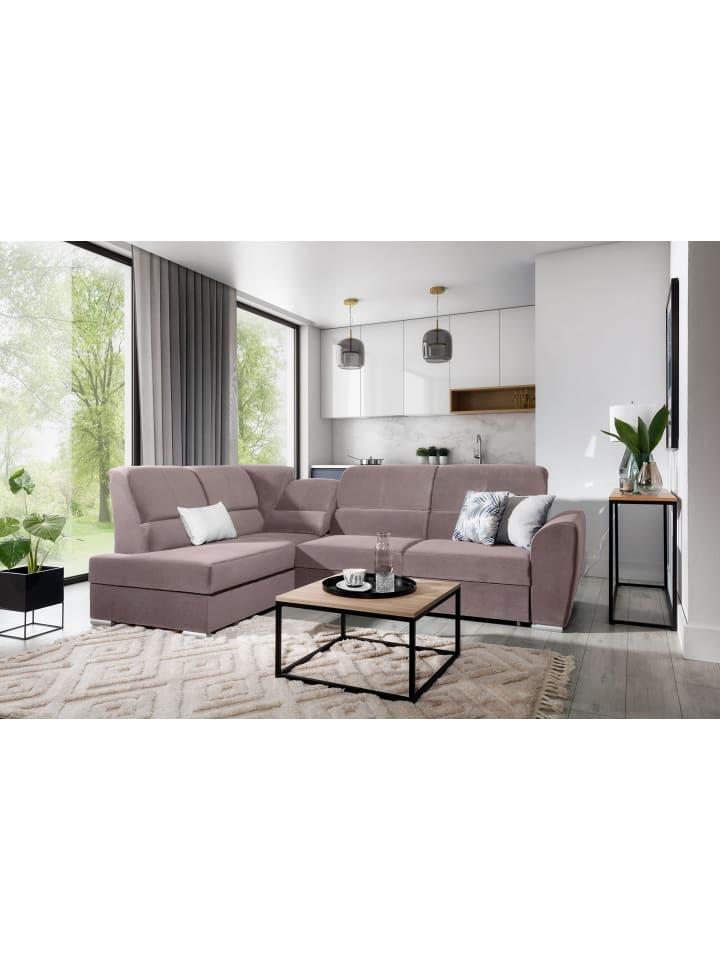 Silver Recamiere Links in Staubige Rose - (L) 270 x (B) 270 x (H) 93 cm