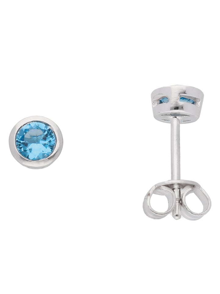 925 Silber Ohrringe / Ohrstecker mit Zirkonia Ø 5 mm in bunt