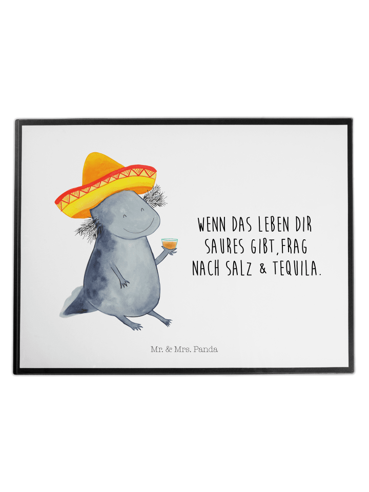 Schreibunterlage Axolotl Tequila mit Spruch in Weiß