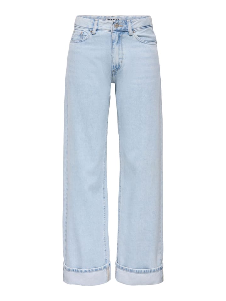 Jeans mit weitem Bein in Light Blue Bleached Denim