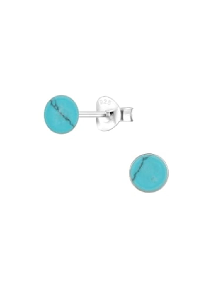 Ohrstecker MUSCHELPERLMUTT aqua 6 mm in 925 Sterling Silber, 2-tlg.