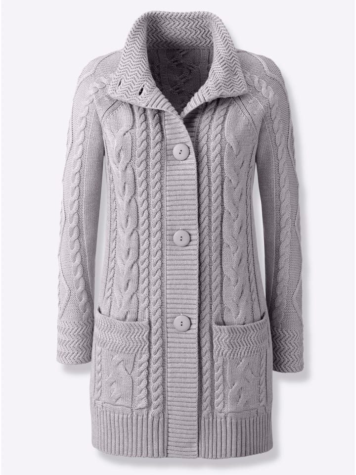Strickjacke in steingrau-meliert