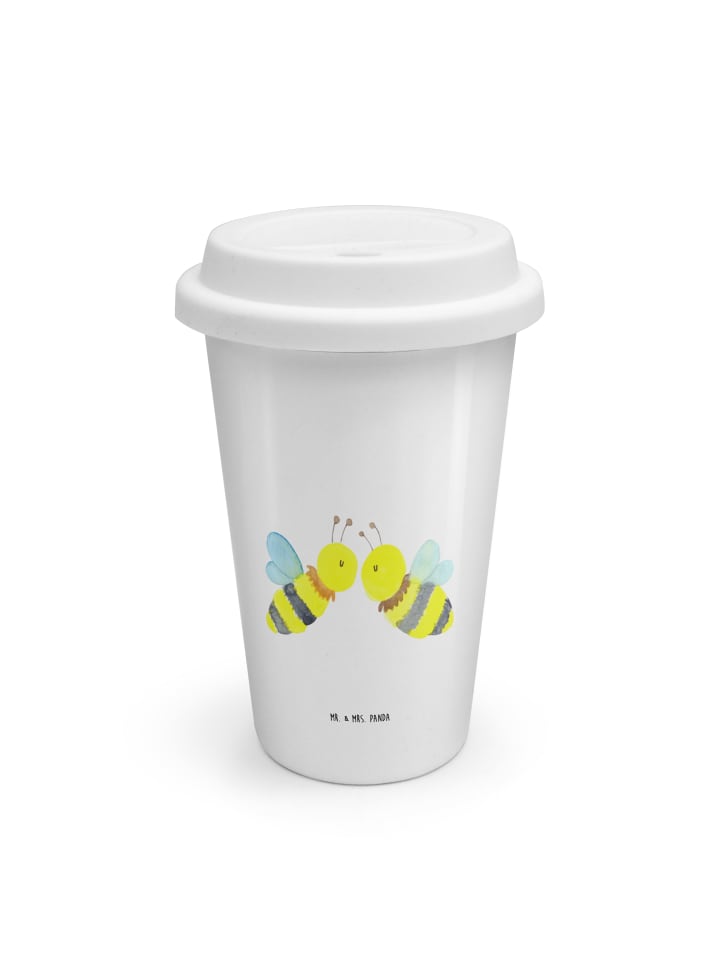 Mehrwegbecher Biene Liebe ohne Spruch in Weiß