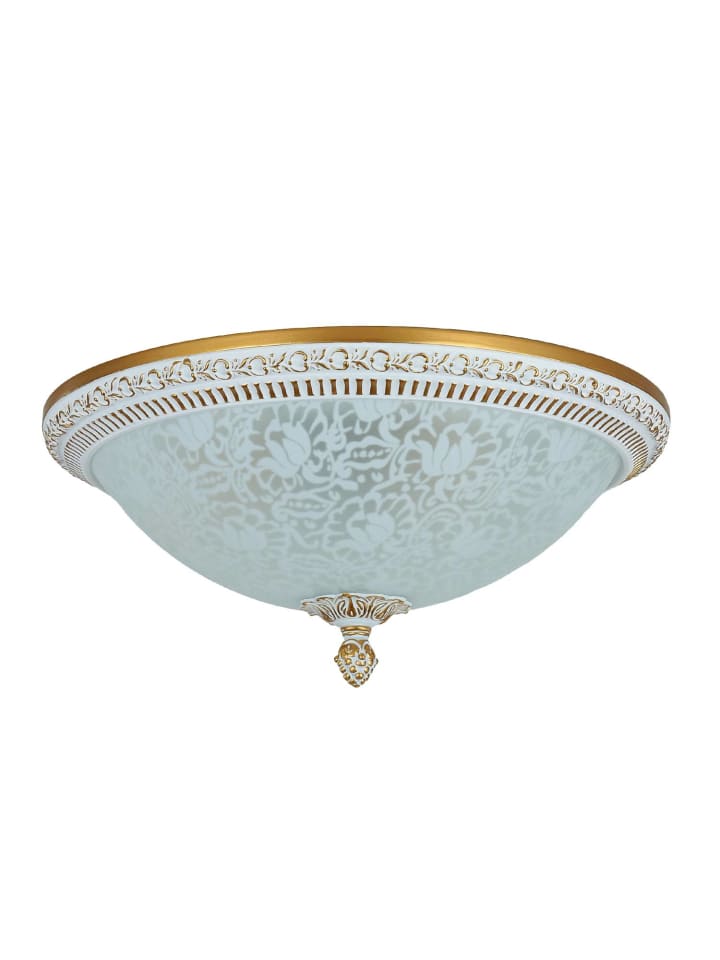 Deckenlampe Ø 35 x (H)19 cm in Shabby Weiß Gold Weiß