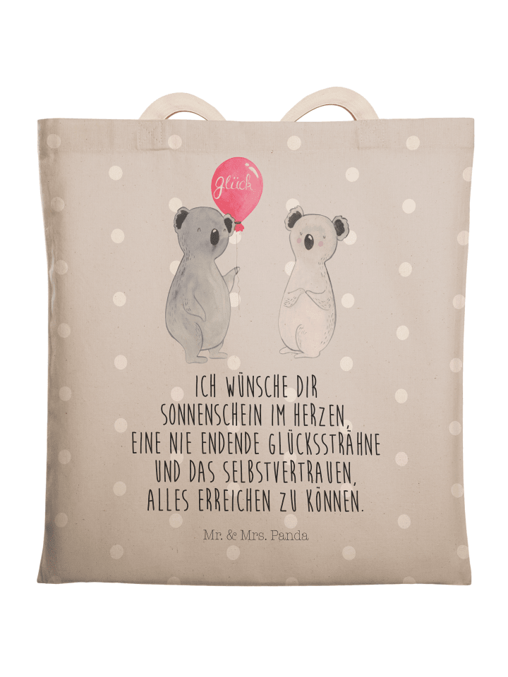 Shopper Bag Koala Luftballon mit Spruch in Grau Pastell