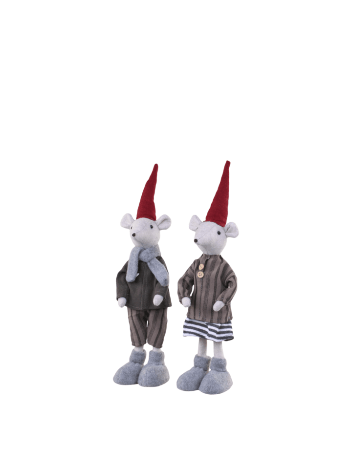 2 Weihnachtsmäuse stehend in grau