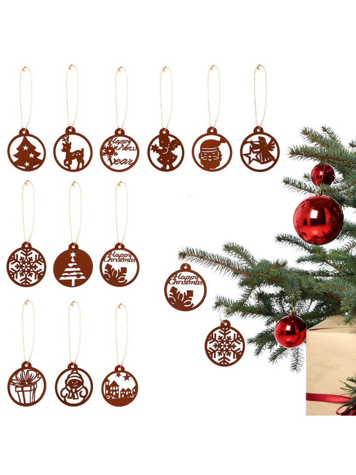 Weihnachtsanhänger 12er Set in Rost