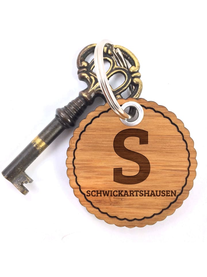 Schlüsselanhänger Schwickartshausen mit Spruch in Braun