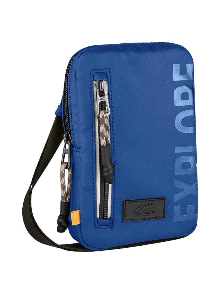 EXPLORE Smartphone Tasche mit reflektierendem Print in Blau