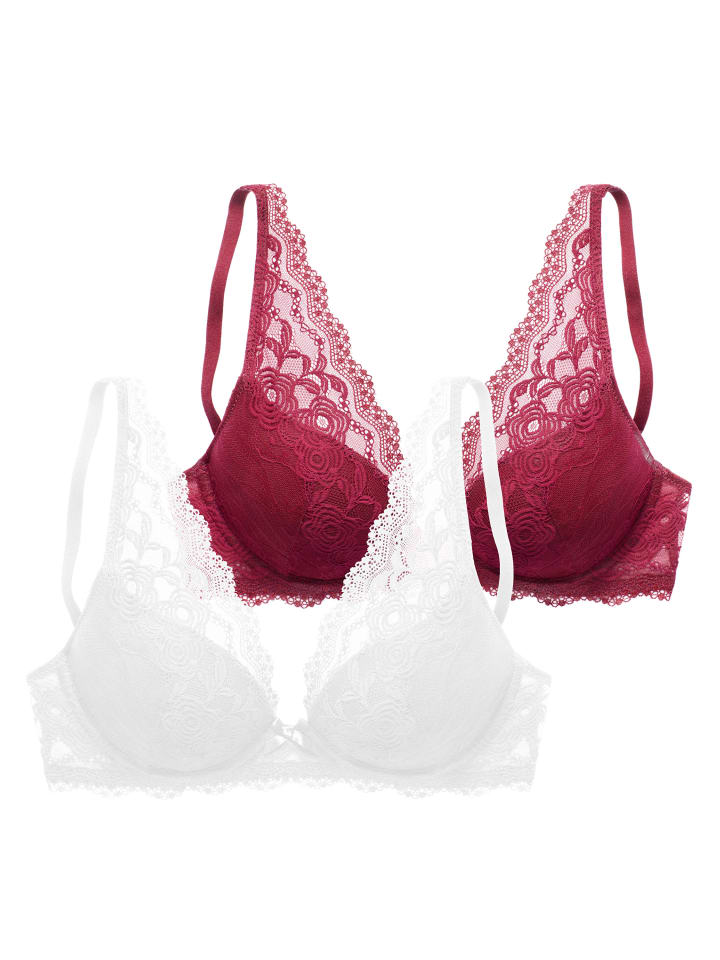 Push-up-BH in beere+weiß