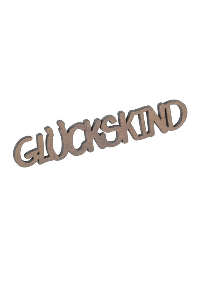 Schriftzug GLÜCKSKIND Holzschild Dekoschild 17,5x3,5cm in braun