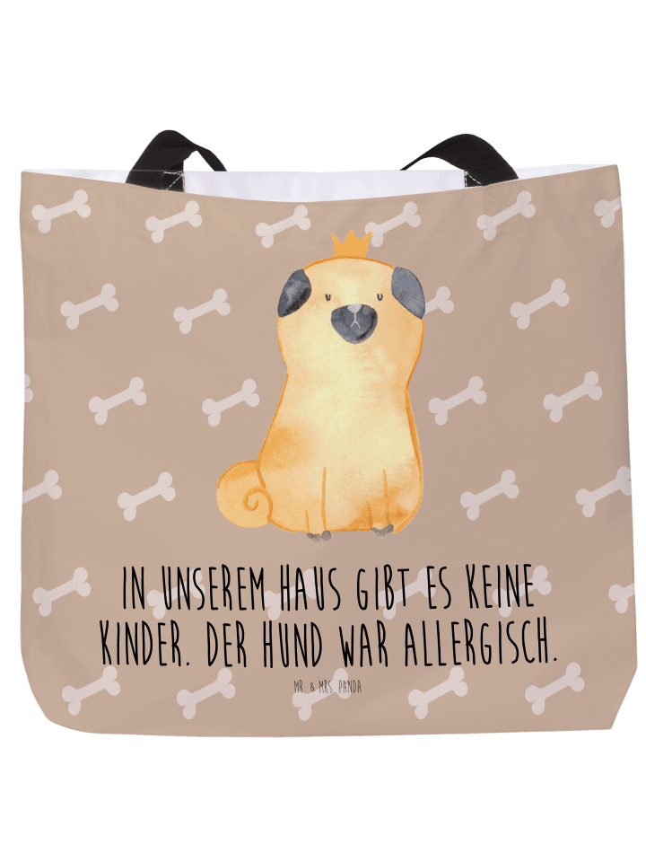 Shopper Mops Krone mit Spruch in Hundeglück