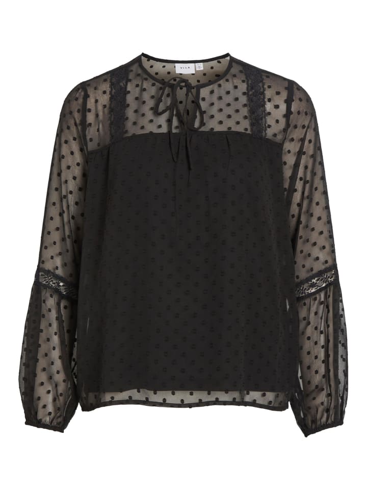 Vila Lockere Mesh Bluse Shirt Langarm Oberteil VIELLETTE in Schwarz günstig  kaufen | limango | V-Shirts