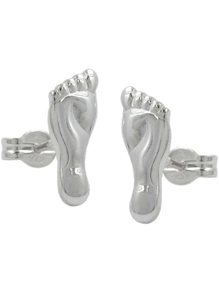 Ohrstecker Ohrring 11x4mm Füße glänzend Silber 925 in silber
