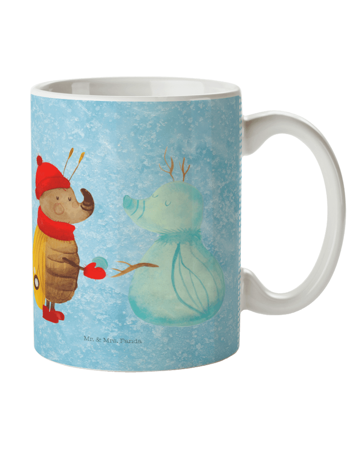 Becher Nachtfalter Schneemann ohne Spruch in Eisblau
