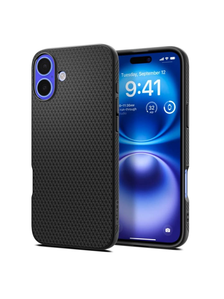 Spigen Liquid Air Hülle iPhone 16 Plus Schwarz in Schwarz