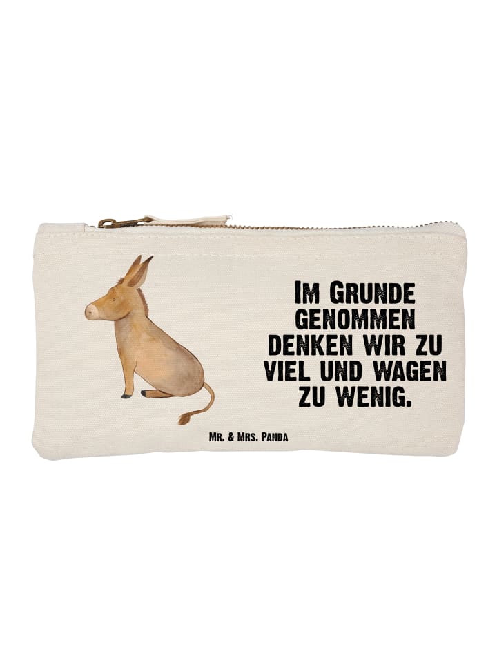 Make-up-Tasche Esel mit Spruch in Weiß