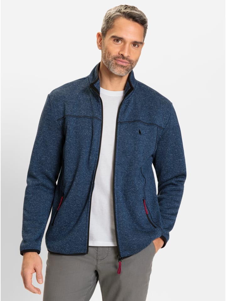 Fleece-Jacke in blau-meliert
