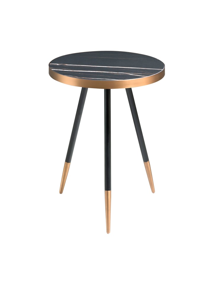 Ecktisch 2069 in Schwarz / Bronze – (Ø)46 x (H)56 cm