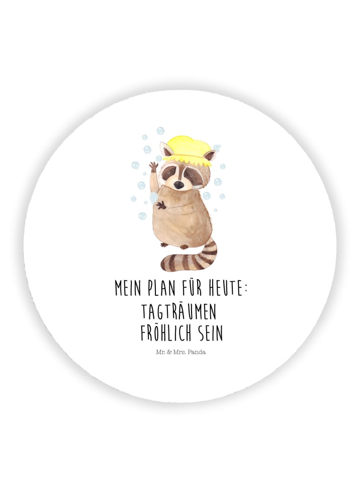 Magnet Waschbär mit Spruch in Weiß